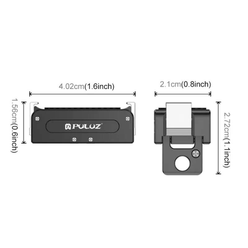 PULUZ 1/4 inch -GoPro-kiinnityssovitin DJI Osmo Action 5 Pro / 4 / 3:lle - musta