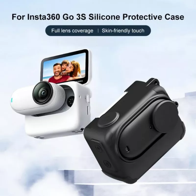 PULUZ silikoninen suojakotelo objektiivikannella Insta360 GO 3 / GO 3S - musta (PU772B)