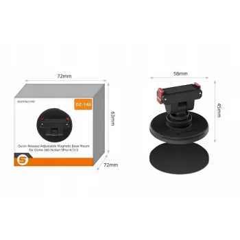 SUNNYLIFE Magnetic Quick Release Mount 1/4 tuuman jalusta DJI Osmo Action 5 Pro 4 3 2 / Insta360 - musta