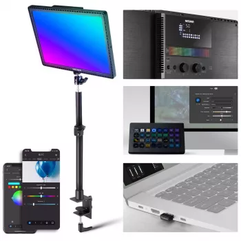 NEEWER GL1C RGB LED-videovalopaneeli 48W säädettävällä valojalustalla, CRI≥97, 2,4G kaukosäädin ja sovellusohjaus suoratoistoon ja pelaamiseen