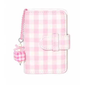 LOVEINSTANT taskuvalokuva-albumi 28 Instax Mini -kuvalle - ruutukuvio - pinkki