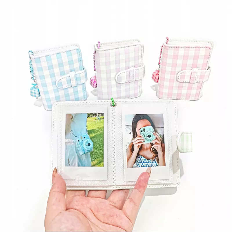 LOVEINSTANT ruudullinen vihreä taskuvalokuva-albumi 28 Instax Mini- ja Zink-tulosteelle