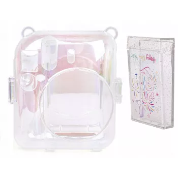 LOVEINSTANT 2-in-1 sarja kotelo suojapussi Fuji Instax Mini 12 valokuvansäilytysrasia läpinäkyvä Shimmer