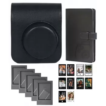 LOVEINSTANT 4-in-1 tarvikesarja Fujifilm Instax Mini 41 -kameraan - musta laukku, albumi, kehykset & tarrat
