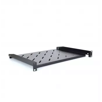 RACKTEL RL-PD600S 1U 19 tuuman etuasennettava räkkihylly, 600 mm syvyys, 20 kg kantavuus, musta (RAL 9005)