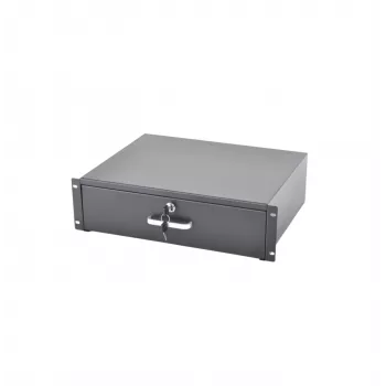 RACKTEL RL-SZ3U 3U ulosvedettävä laatikko 19 tuuman räkkeihin, musta (RAL 9005)