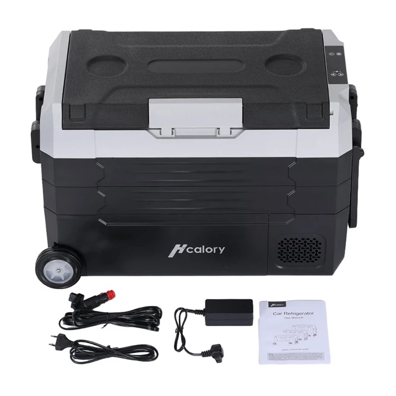 HCALORY D55M+ autojäähdytin Bluetoothilla, 55L, kompressori, -20°C - +20°C, DC 12V/24V, AC 100-240V, musta