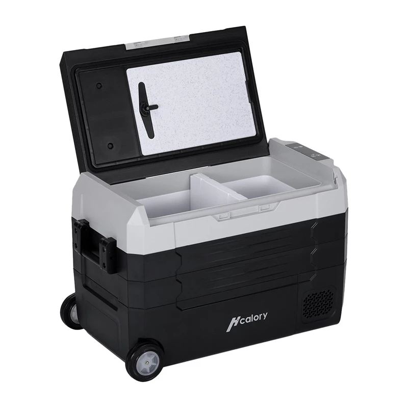 HCALORY D55M+ autojäähdytin Bluetoothilla, 55L, kompressori, -20°C - +20°C, DC 12V/24V, AC 100-240V, musta