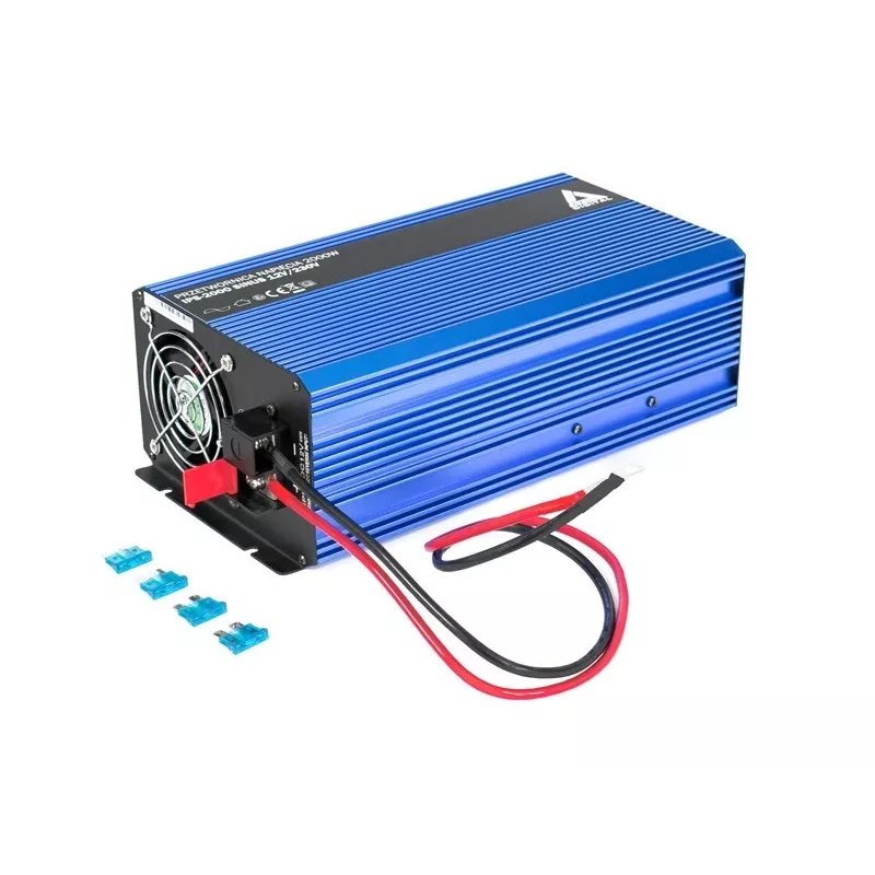 AZO Digital 12 VDC / 230 VAC -muunnin SINUS IPS-2000S 2000W puhdas siniaalto -vaihtosuuntaaja