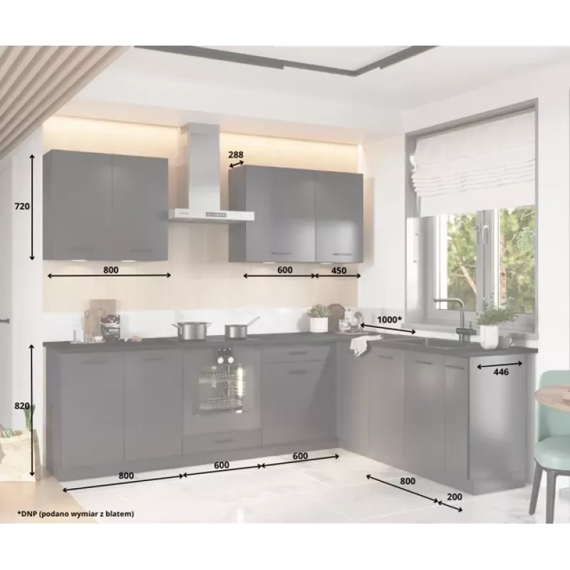 STOLKAR Cosmo Design ANIKA grafiitti/grafiitti 2.0/2.6 keittiökalustesetti