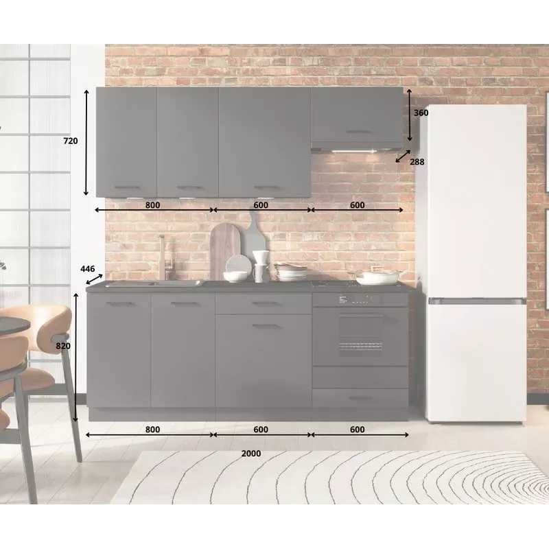 STOLKAR Cosmo Design ANIKA grafiitti/grafiitti 2.0 keittiökalustesetti - 6 osaa