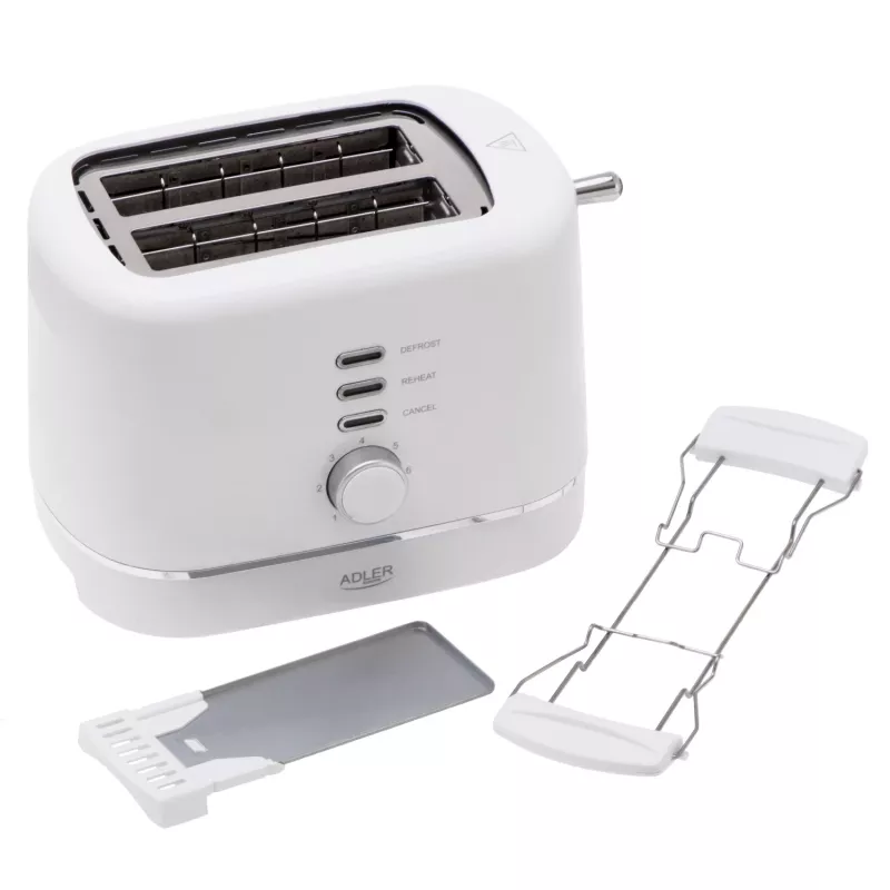 Adler AD 3224 valkoinen leivänpaahdin 750W 2 rakoa