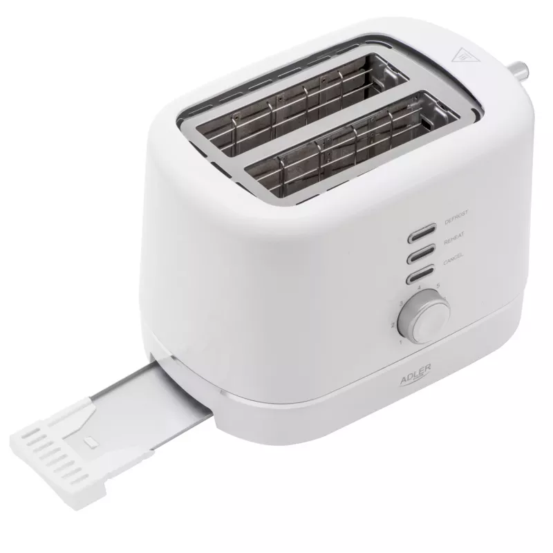 Adler AD 3224 valkoinen leivänpaahdin 750W 2 rakoa