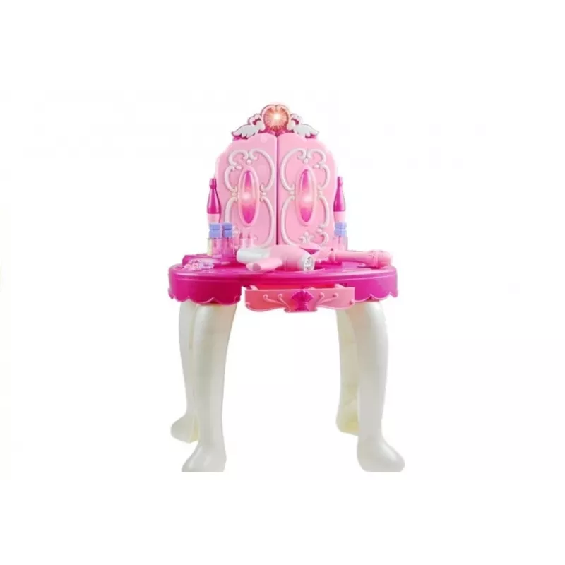 LEAN TOYS meikkipöytä valolla & äänellä, jakkara, MP3-tulo, taika