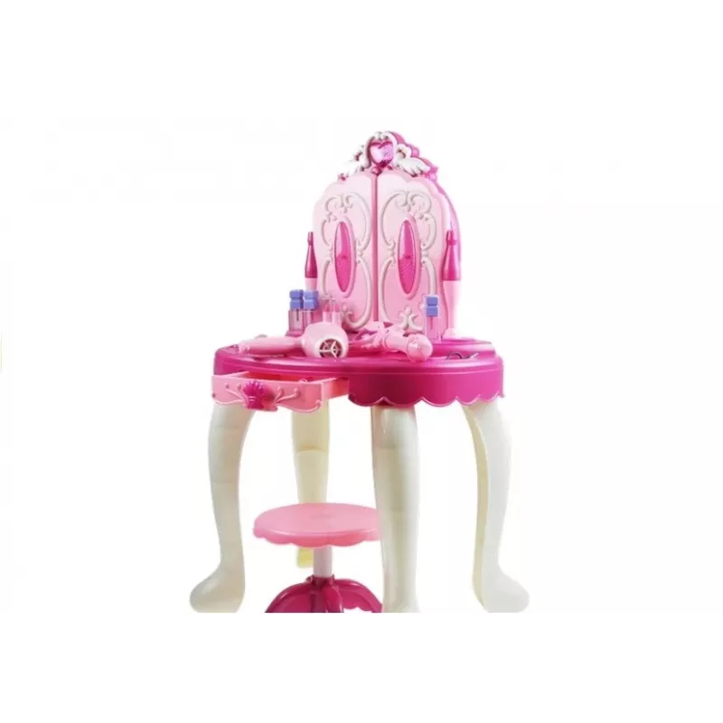 LEAN TOYS meikkipöytä valolla & äänellä, jakkara, MP3-tulo, taika