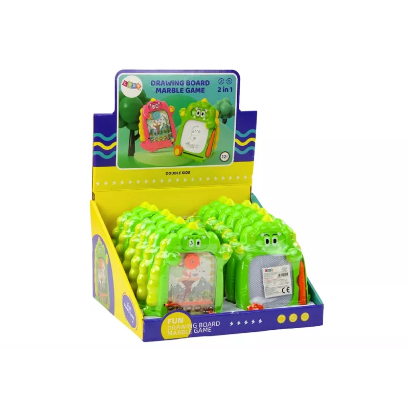 LEAN TOYS Piirustustaulu taskupeli 2in1 vihreä dinosaurus