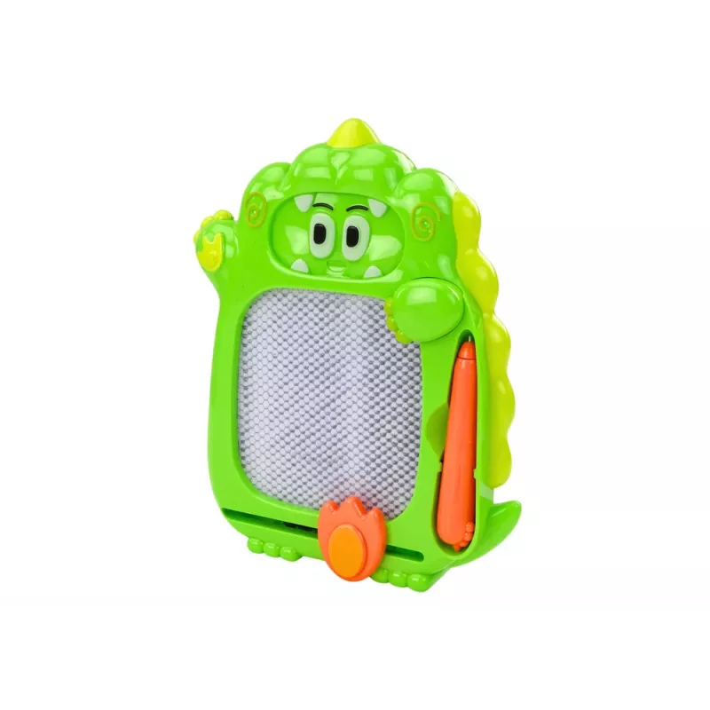 LEAN TOYS Piirustustaulu taskupeli 2in1 vihreä dinosaurus