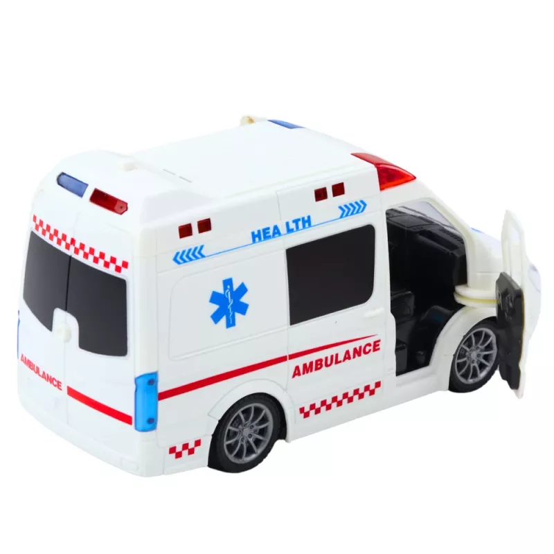 LEAN TOYS RC-ambulanssi valolla ja äänellä 1:20 valkoinen