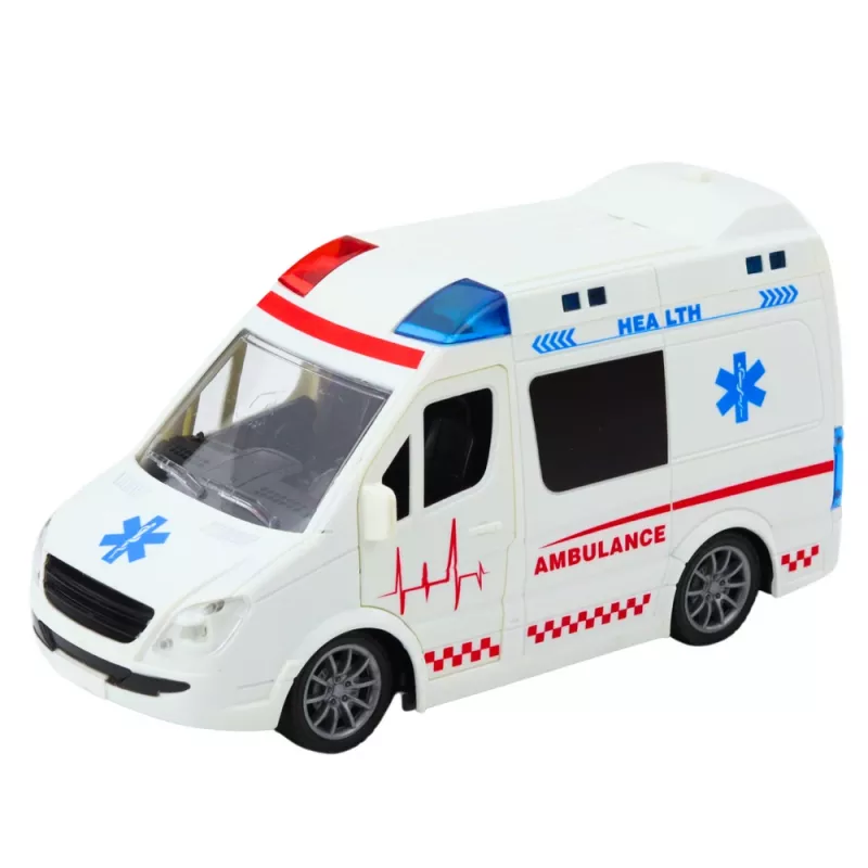 LEAN TOYS RC-ambulanssi valolla ja äänellä 1:20 valkoinen