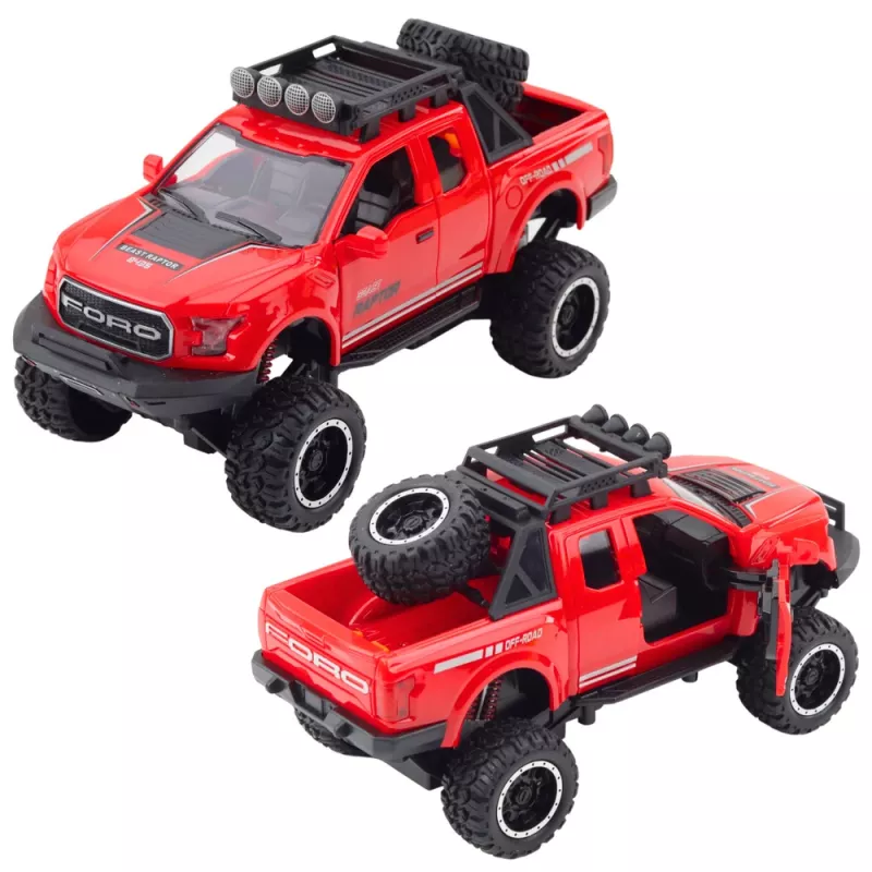 LEAN TOYS maastoajoneuvo Raptor avautuvilla ovilla, veto, valot ja äänimix