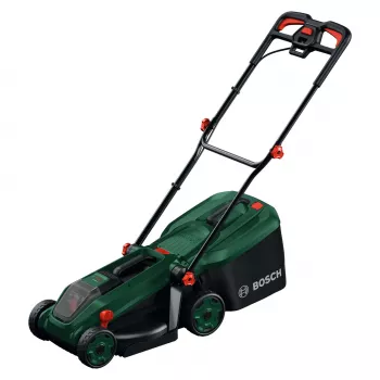 Bosch Rotak 18V-34 akkuruohonleikkuri aloituspakkauksella ja silppuamistulpalla (C)