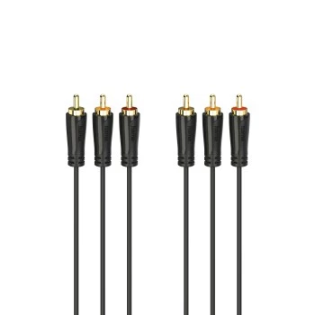 HAMA 3x RCA - 3x RCA audio-/videokaapeli 3 m, kullatut liittimet