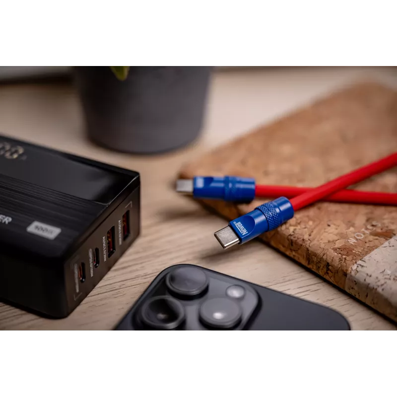 Newell USB-C - USB-C kaapeli 100W 2 m silikoni punainen-laivastonsininen