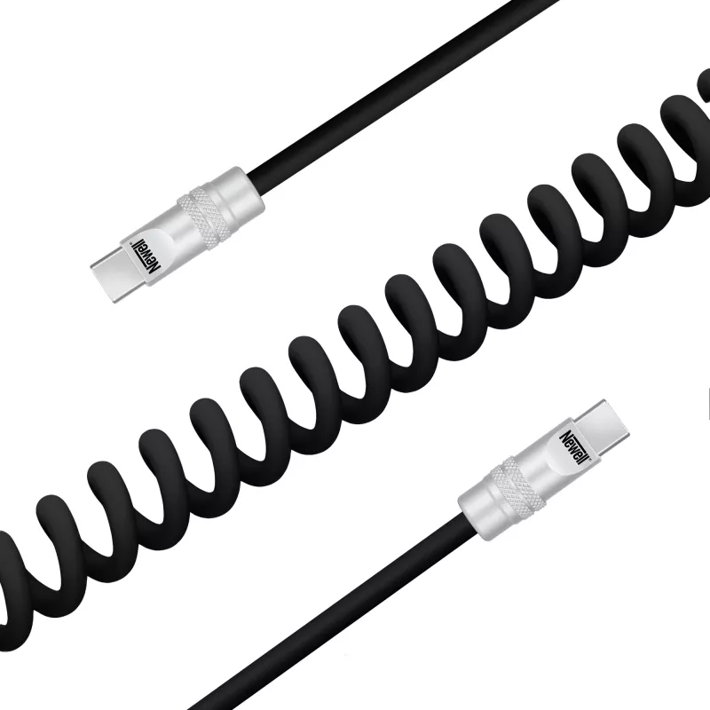 Newell USB-C - USB-C kaapeli 100W 1,5 m silikoni spiraalikaapeli musta