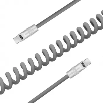 Newell USB-C - USB-C kaapeli 100W, 1,5 m, silikoni, kierretty, harmaa