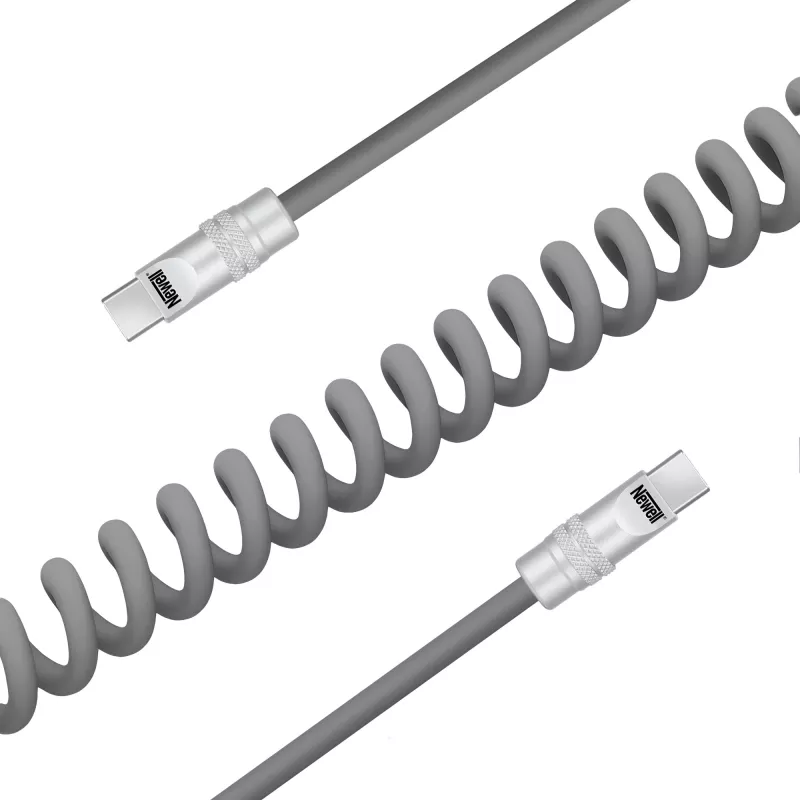 Newell USB-C - USB-C kaapeli 100W, 1,5 m, silikoni, kierretty, harmaa