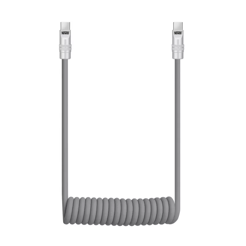 Newell USB-C - USB-C kaapeli 100W, 1,5 m, silikoni, kierretty, harmaa