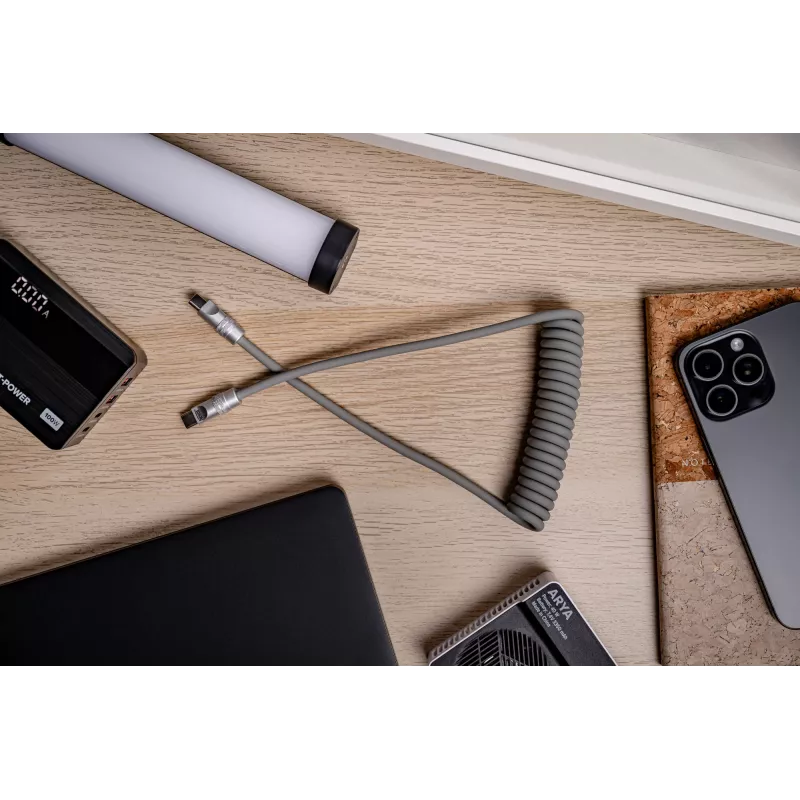 Newell USB-C - USB-C kaapeli 100W, 1,5 m, silikoni, kierretty, harmaa
