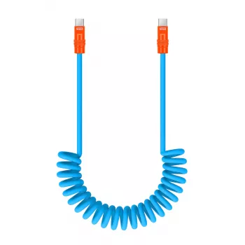 Newell USB-C - USB-C kaapeli 100W 1,5 m silikoni kierretty sininen-oranssi