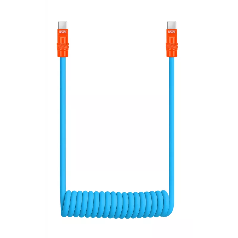 Newell USB-C - USB-C kaapeli 100W 1,5 m silikoni kierretty sininen-oranssi