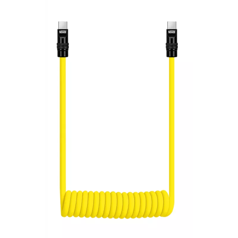 Newell USB-C - USB-C kaapeli 100W, 1,5 m, silikoni, kierretty, keltainen-musta