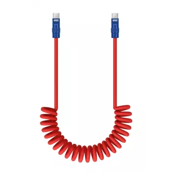 Newell USB-C - USB-C kaapeli 100W 1,5 m silikoni spiraalikaapeli punainen-laivastonsininen