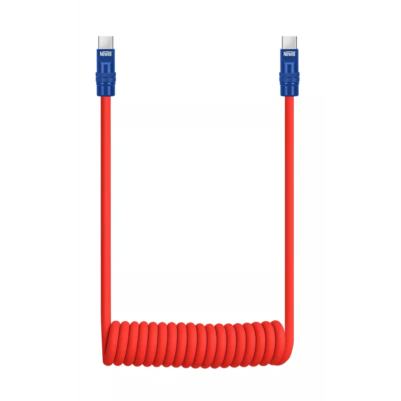 Newell USB-C - USB-C kaapeli 100W 1,5 m silikoni spiraalikaapeli punainen-laivastonsininen