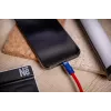 Newell USB-C - USB-C kaapeli 100W 1,5 m silikoni spiraalikaapeli punainen-laivastonsininen