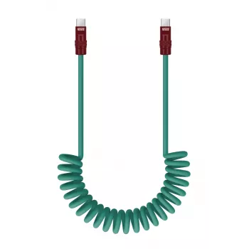 Newell USB-C - USB-C kaapeli 100W, 1,5 m, silikoni, kierretty, vihreä-burgundi