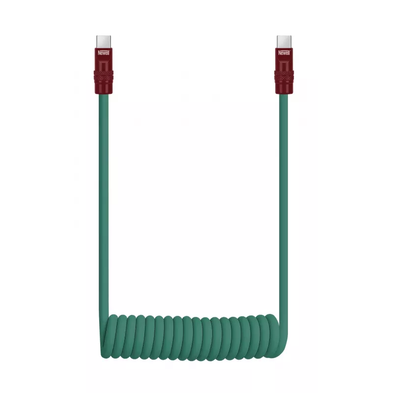 Newell USB-C - USB-C kaapeli 100W, 1,5 m, silikoni, kierretty, vihreä-burgundi