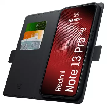 3MK PROTECTION Hardy Foldy -kotelo Xiaomi Redmi Note 13 Pro 4G:lle, musta