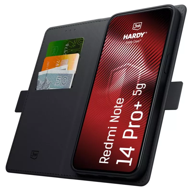 3MK PROTECTION Redmi Note 14 Pro+ - 3mk Hardy Foldy -kotelo, musta