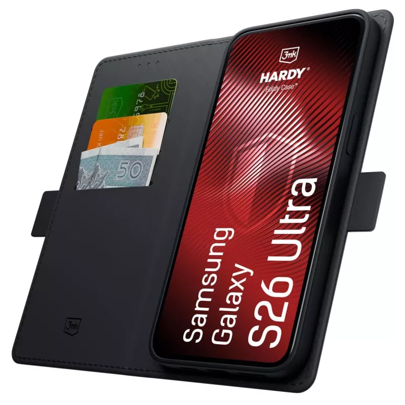 3MK PROTECTION Samsung Galaxy S26 Ultra - 3mk Hardy Foldy -kotelo, musta