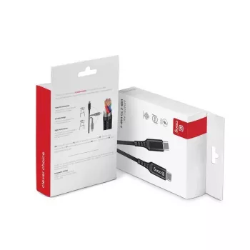 Crong Armor Link USB-C - USB-C -kaapeli 100W PD 5A 200cm musta