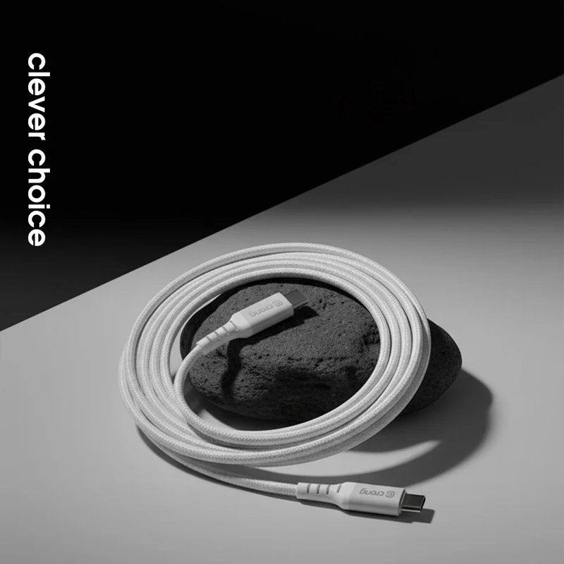 Crong Armor Link USB-C - USB-C -kaapeli 100W PD 5A 200cm valkoinen