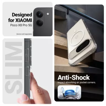Crong Hybrid Clear Magnetic -kotelo Xiaomi POCO X8 Pro 5G:lle, läpinäkyvä, MagSafe-yhteensopiva