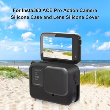 PULUZ silikoninen suojakotelo objektiivinsuojuksella Insta360 Ace Pro -kameralle, musta