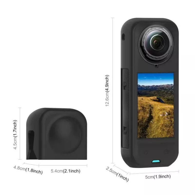PULUZ PU757B Linssinsuojus ja silikoninen suojakotelo Insta360 X5:lle