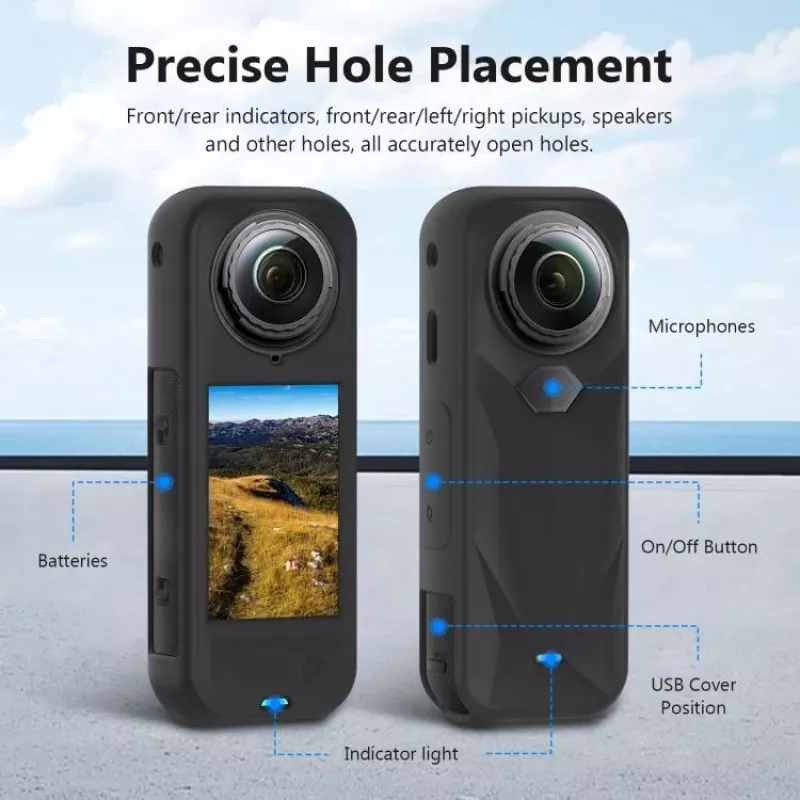 PULUZ PU757B Linssinsuojus ja silikoninen suojakotelo Insta360 X5:lle