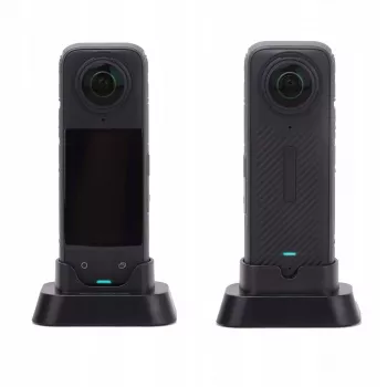 SUNNYLIFE mini jalusta Insta360 X4 -toimintakameraan - musta, taitettava pöytäjalusta 1/4 inch-20 ruuvilla, liukumattomat kumijalat, kompakti ja kannettava